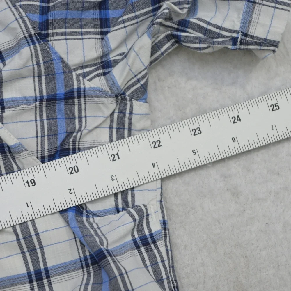 The North Face Button Up‎ Mens M Regular Blue White Plaid Short Sleeve Nylon